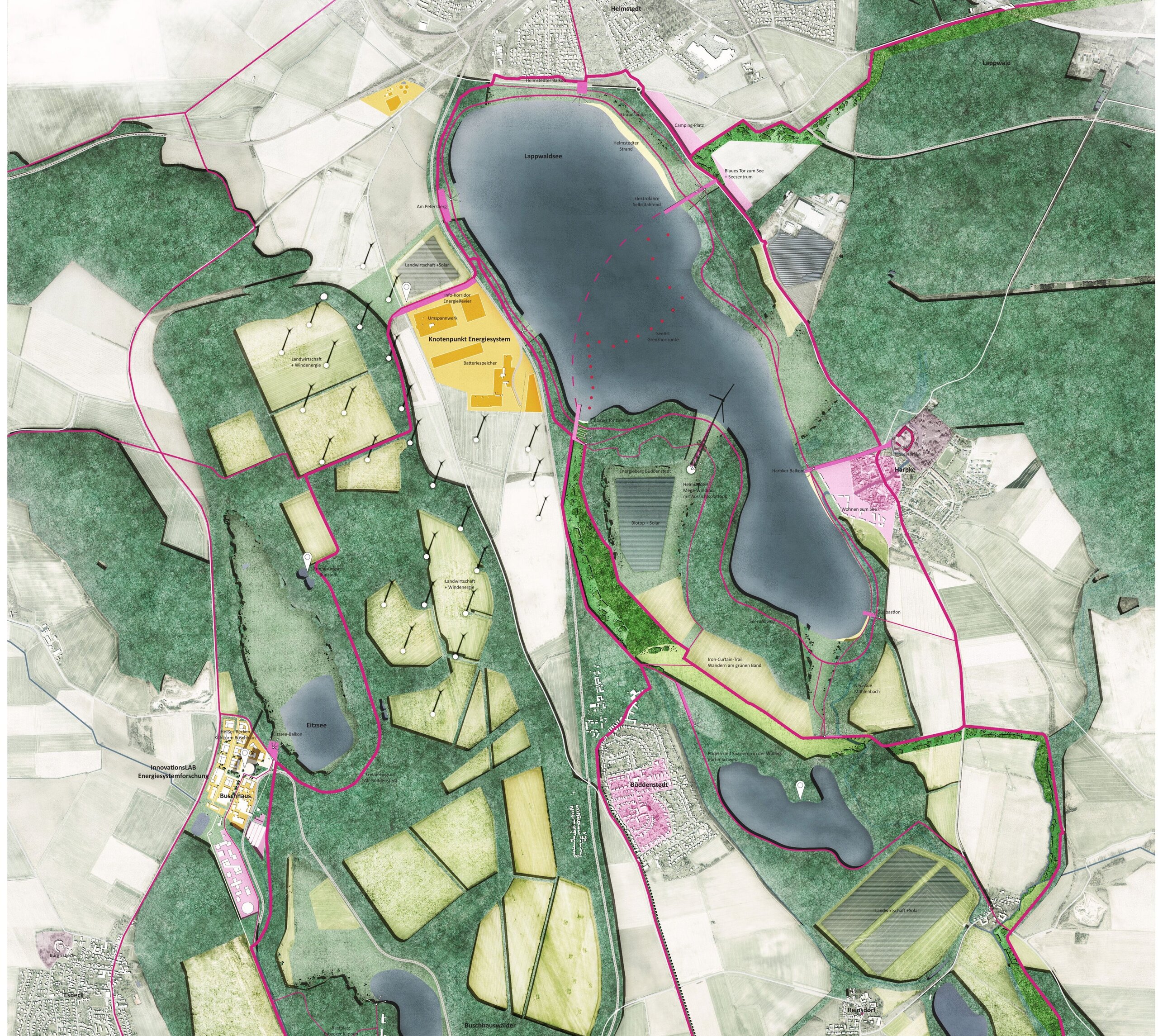 Auszug aus den Präsentationsplänen Platz 2, bgmr Landschaftsarchitekten GmbH, Berlin mit Reicher Haase Assoziierte GmbH, Dortmund