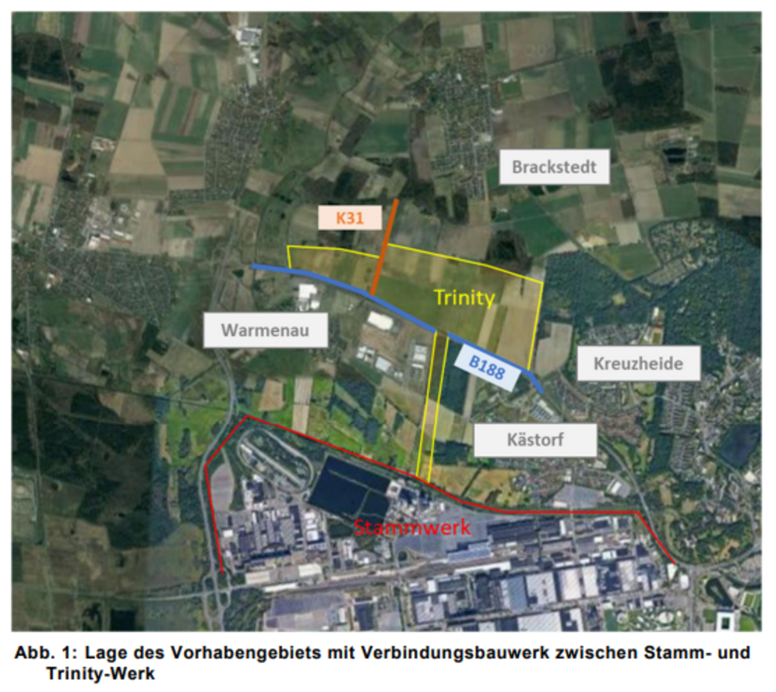 Bau und Betrieb einer Produktionsstätte für Elektro-Fahrzeuge (Trinity) in Wolfsburg-Warmenau, Übersichtskarte