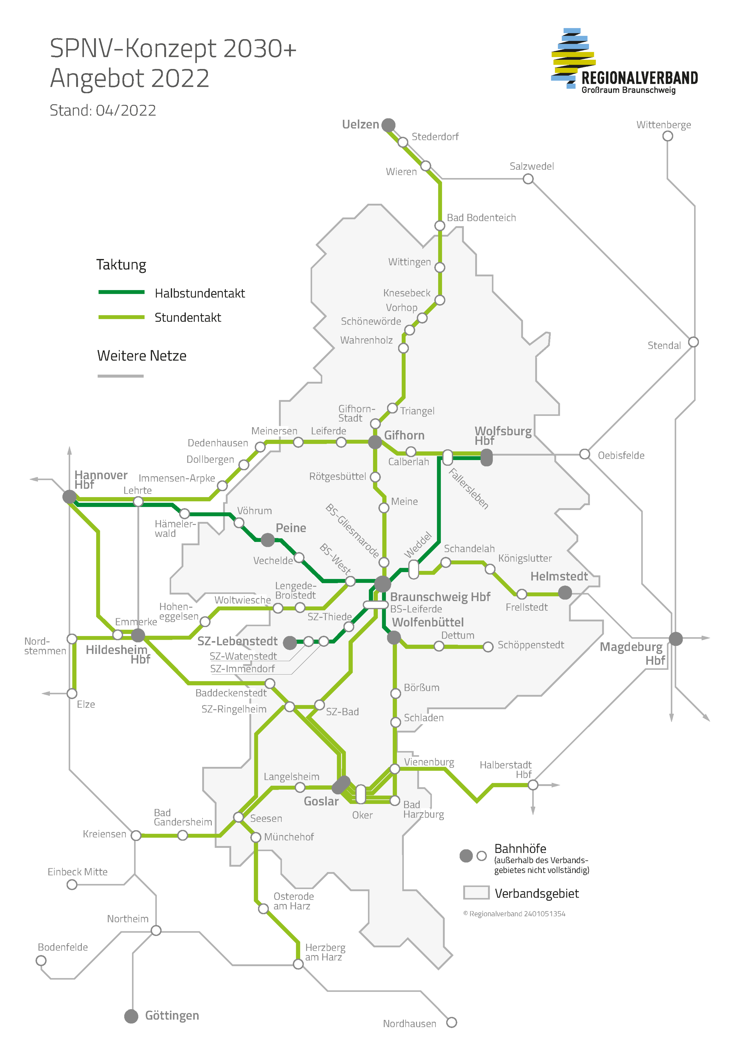 Karte 1 zeigt das aktuelle Angeobt auf den Schienenstrecken in der Region.