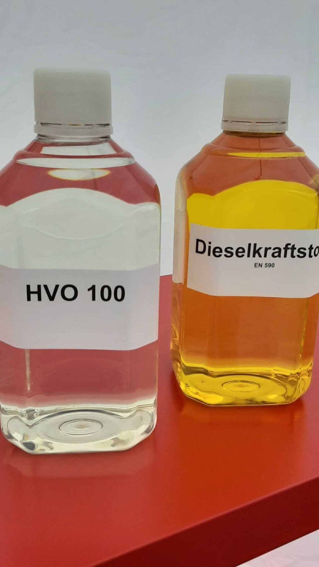 Kraftstoffe im Vergleich: HVO und Diesel. 