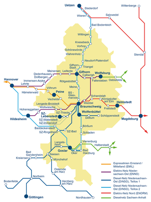 Karte: Regionalbahnkonzept 2014+:
Übersicht über die Wettbewerbsnetze (Stand 2013)