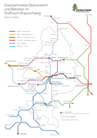 Karte der Eisenbahnnetze und Betreiber im Verbandsgebiet