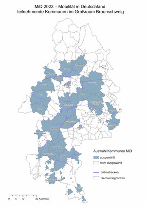 Umfrage Mobilität in Deutschland - Karte der teilnehmenden Kommunen