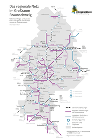 Karte: Das RegioBus- und das Schienennetz bilden zusammen das regionale Netz