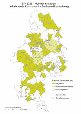 Umfrage Mobilität in Städten - Karte der teilnehmenden Kommunen