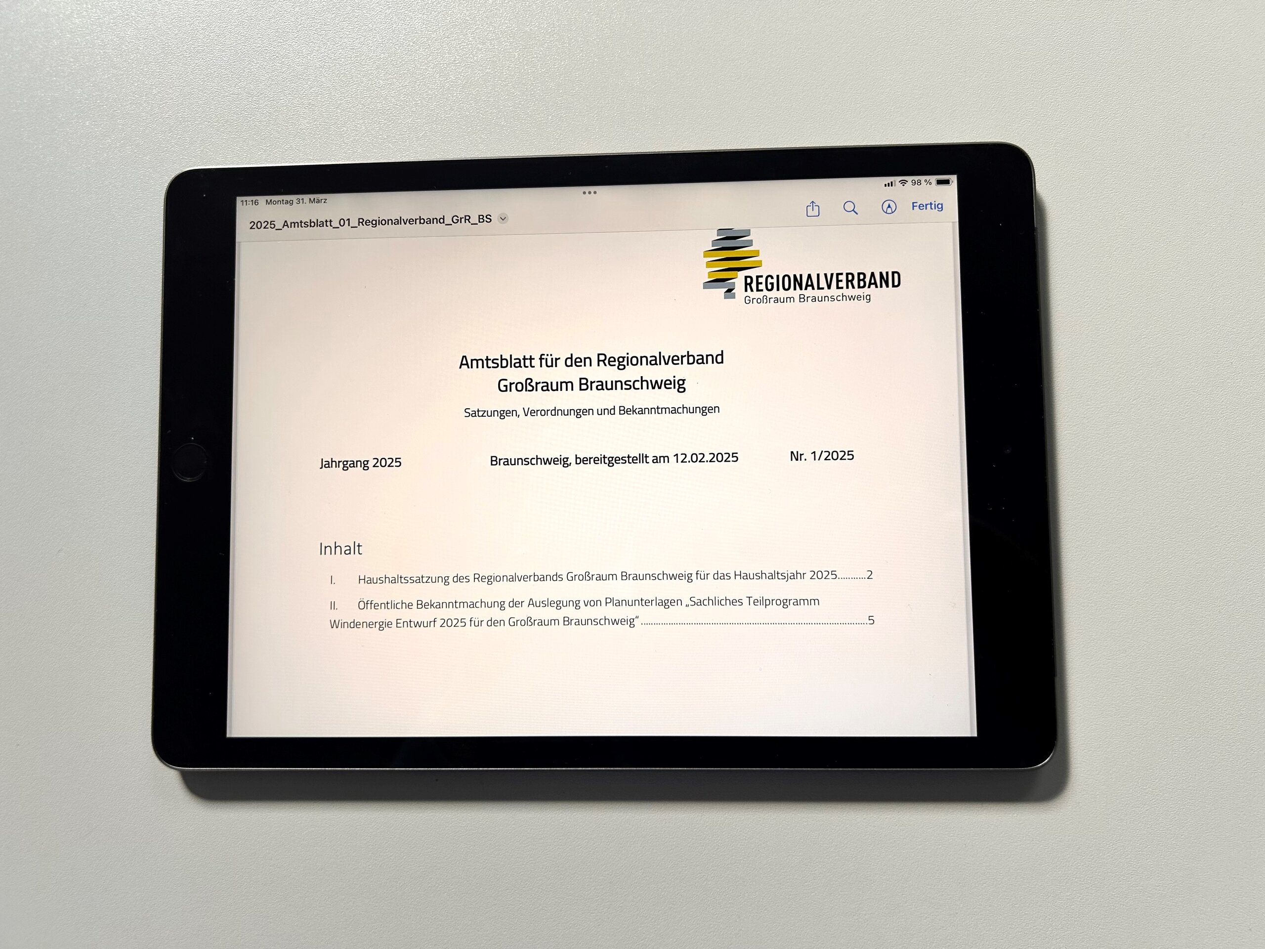 Symbolfoto digitales Amtsblatt